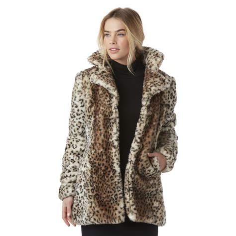 womens faux fur leopard coat|women's leopard faux fur coat.